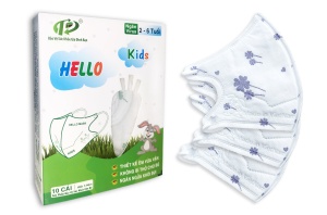 Khẩu Trang Em Bé Hello Kids 3D ( Hoạ Tiết Cỏ Bốn Lá Đen - 10 Cái/Hộp )